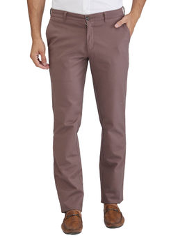 ColorPlus - Slim Fit Solid Dark Brown Casual Trouser