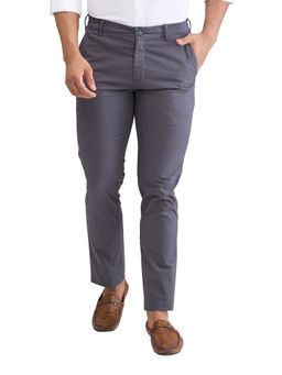 ColorPlus - Slim Fit Solid Dark Grey Casual Trouser