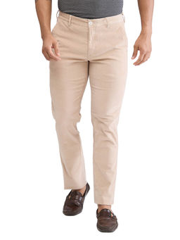 ColorPlus - Slim Fit Solid Medium Fawn Casual Trouser