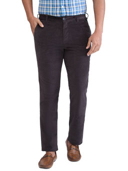 ColorPlus - Slim Fit Solid Dark Grey Casual Trouser