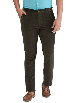 ColorPlus - Slim Fit Solid Dark Green Casual Trouser