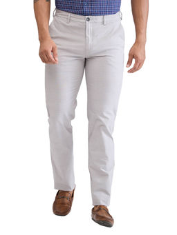 ColorPlus - Slim Fit Checkered Medium Grey Casual Trouser