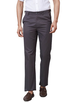 ColorPlus - Tailored Fit Solid Dark Grey Casual Trouser