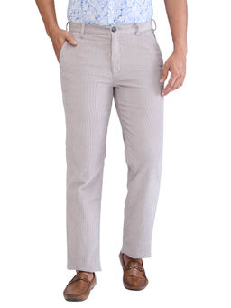 ColorPlus - Regular Fit Textured Medium Grey Casual Trouser