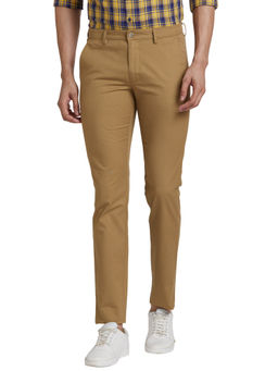Park Avenue - Super Slim Fit Textured Dark Khaki Casual Trouser