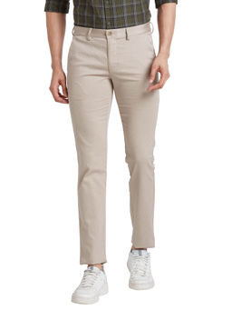 Park Avenue - Super Slim Fit Textured Medium Fawn Casual Trouser