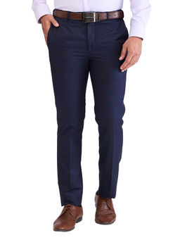 Park Avenue - Super Slim Fit Solid Dark Blue Formal Trouser