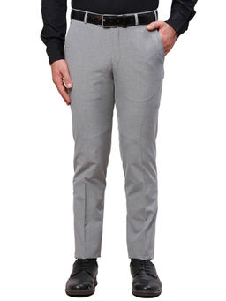Park Avenue - Super Slim Fit Self Design Dark Grey Formal Trouser