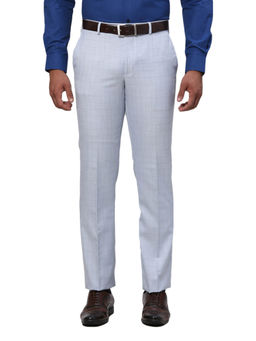 Park Avenue - Regular Fit Checkered Medium Grey Formal Trouser