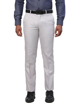 Park Avenue - Regular Fit Checkered Medium Grey Formal Trouser