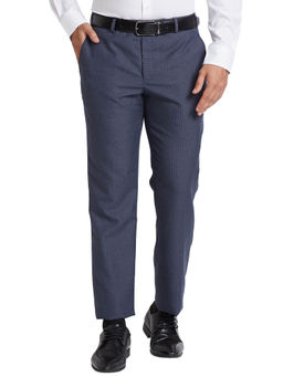 Park Avenue - Regular Fit Houndstooth Medium Blue Formal Trouser