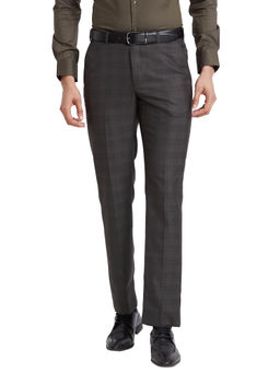 Park Avenue - Regular Fit Checkered Dark Green Formal Trouser