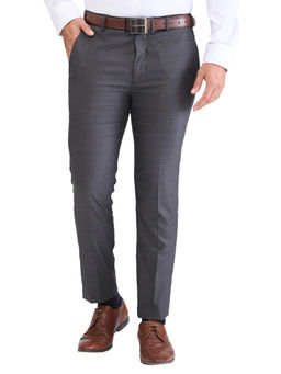 Park Avenue - Super Slim Fit Checkered Dark Grey Formal Trouser