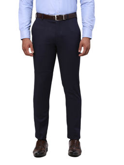 Park Avenue - Super Slim Fit Checkered Fancy Navy Blue Formal Trouser