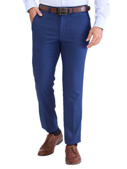 Park Avenue - Super Slim Fit Solid Dark Blue Formal Trouser