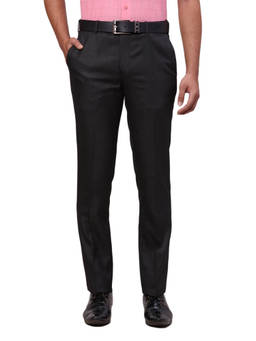 Raymond - Slim Fit Solid Dark Grey Formal Trouser