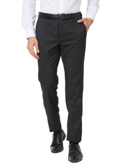 Raymond - Slim Fit Solid Black Formal Trouser