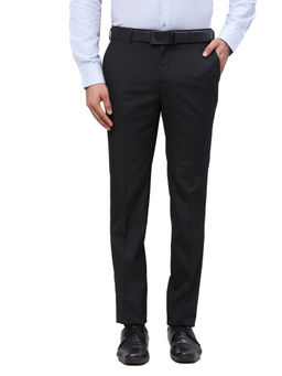 Raymond - Slim Fit Checks Black Formal Trouser