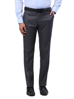 Raymond - Slim Fit Checks Dark Grey Formal Trouser