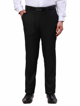 Raymond - Slim Fit Solid Black Formal Trouser