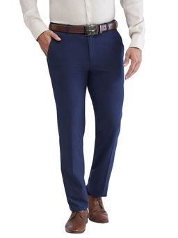 Raymond - Slim Fit Solid Dark Blue Formal Trouser