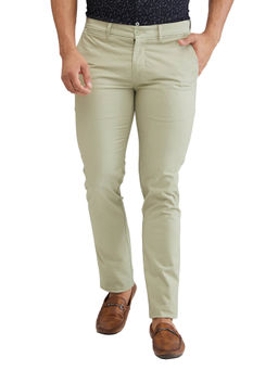 Parx - Super Slim Fit Solid Medium Green Casual Trouser