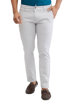 Parx - Super Slim Fit Solid Medium Grey Casual Trouser