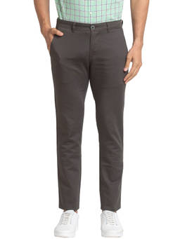 Parx - Tapered Fit Checks Medium Olive Casual Trouser