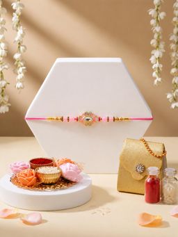 ADIVA - Handmade Pink Floral Rakhi Gift Set