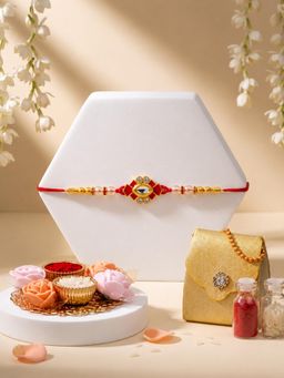 ADIVA - Handmade Red Floral Rakhi Gift Set
