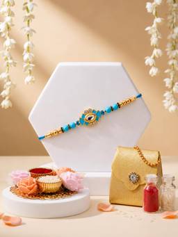 ADIVA - Turquoise Floral Rakhi Gift Set