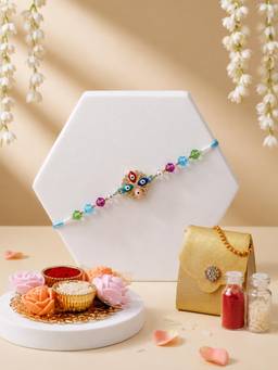 ADIVA - Handmade Evil Eye Floral Rakhi Gift Set