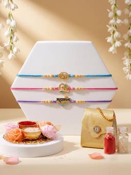 ADIVA - Shiv Mahakal Mahadev Thread Rakhis with Roli Chawal Bag Gift Set