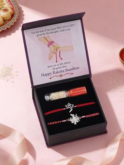 Ornate Jewels - 925 Silver Ganesha and Shreenathji Thread Rakhi with Roli Chawal (Pack Of 2)