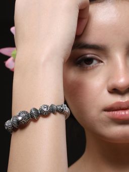 VENI - White Silver-Plated Oxidised Kada