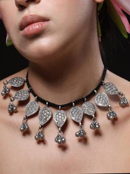 VENI - Brass Silver-Plated Oxidised Necklace