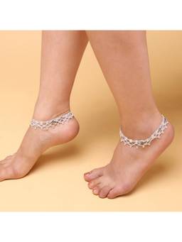 ZENEME - Silver-Plated Alloy Multi-Layer Chain Charm Payal