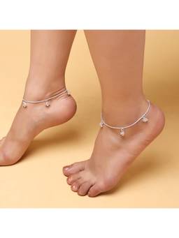ZENEME - Silver-Plated Alloy Minimal Ghungroo Chain Anklet