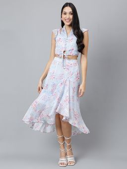 Latin Quarters - Blue V-Neck Cap Midi Dresses For Casual