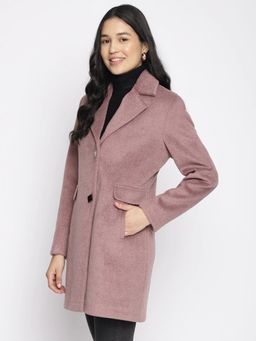 Latin Quarters - Full Sleeves Solid Long Pink Coat