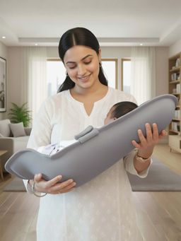 Baby Moo - 2-in-1 Ergonomic Baby Carrier & Feeding Pillow - Grey