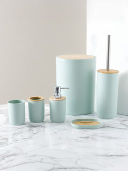 UMAI - 6Pc Bathroom Accessories Set with Round Cover Green