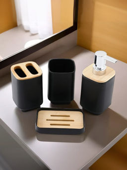 UMAI - 4Pc New Model Square Cover Bathroom Accessories Set Black