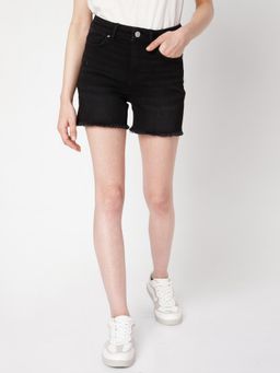 VERO MODA - Women Casual Solid Black Shorts