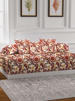 ARRABI - Brown Indian Handwoven Chenille Diwan Set of 6 (Double)