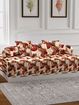 ARRABI - Brown Indian Handwoven Chenille Diwan Set of 6 (Double)