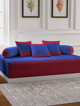 ARRABI - Red Stripes Handwoven Cotton Diwan Set of 6 (Double)