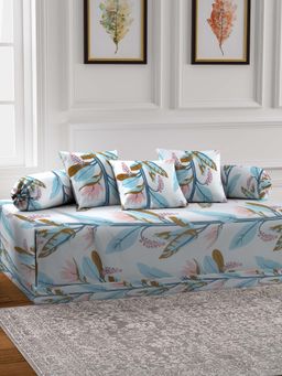 ARRABI - Multi-Color Leaf TC Cotton Blend Diwan Set of 6 (Double)