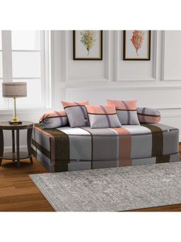 ARRABI - Multi-Color Geometric TC Cotton Blend Diwan Set of 6 (Double)