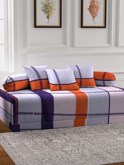 ARRABI - Multi-Color Geometric TC Cotton Blend Diwan Set of 6 (Double)